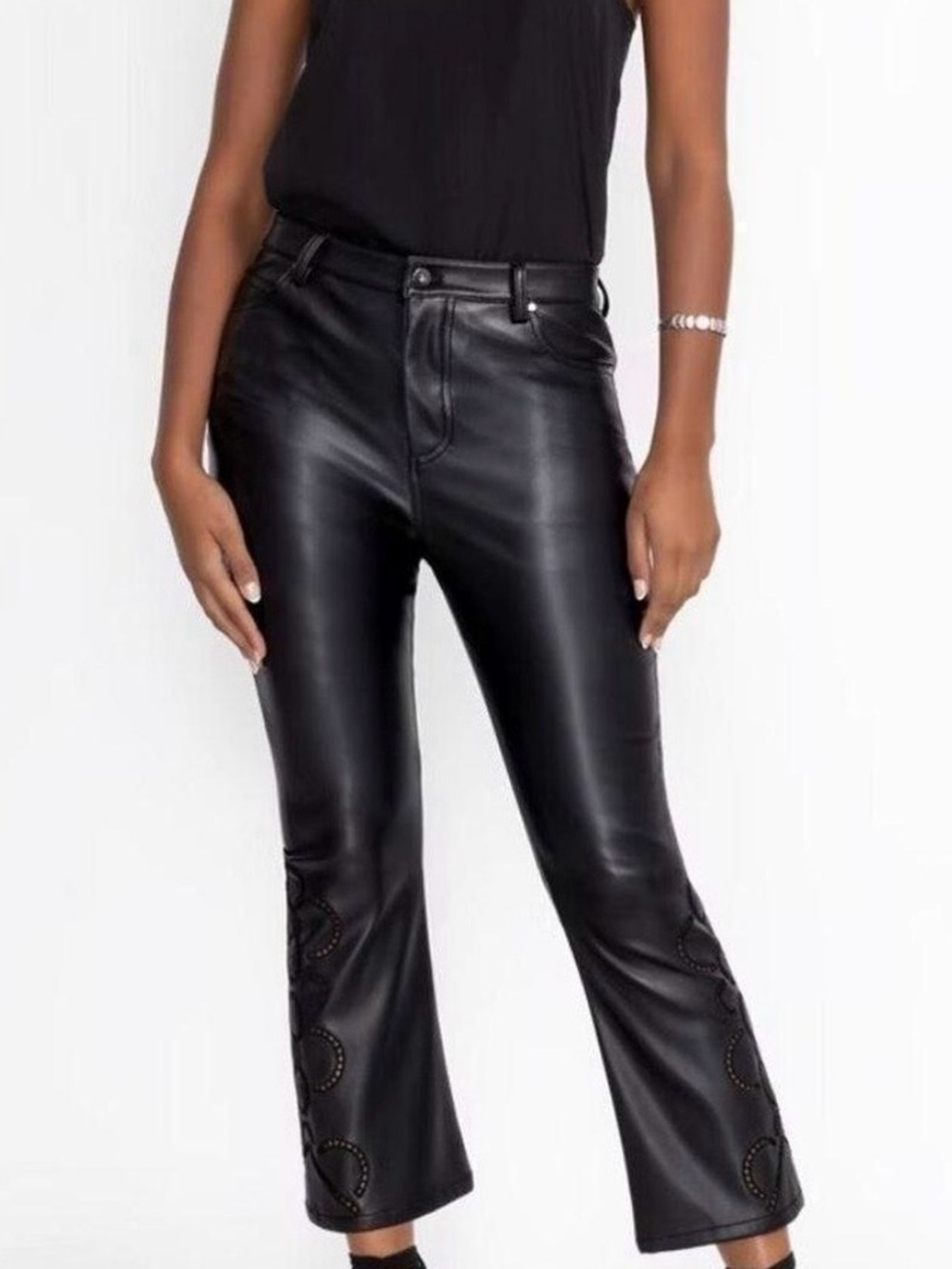 NWT Johnny Was Black Faux Leather Boot Cut Pants